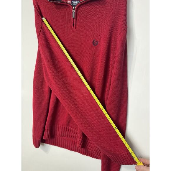 Chaps Ralph Lauren Sweater 1/4 Zip Oversized Red Knit Cotton Men's Size 2XL - Picture 10 of 12